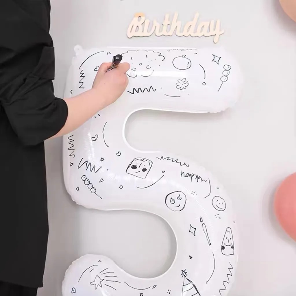 白色80公分數字氣球