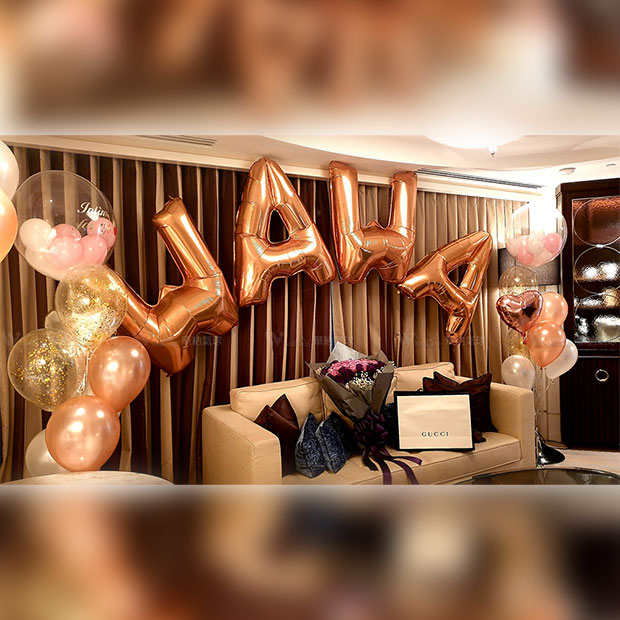 絢麗玫瑰金生日氣球佈置組