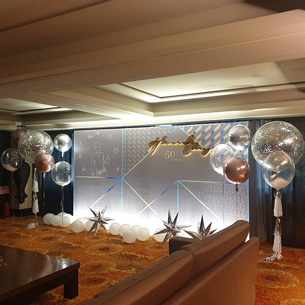 銀白星空生日佈置組