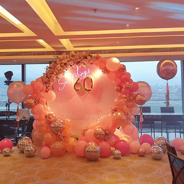 優雅玫瑰金生日氣球佈置組01.jpg