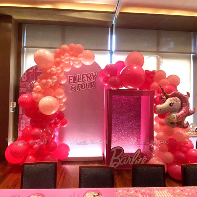 粉紅芭比氣球佈置組