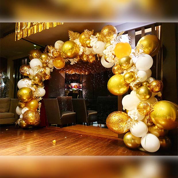 奢華系金白閃耀氣球佈置組