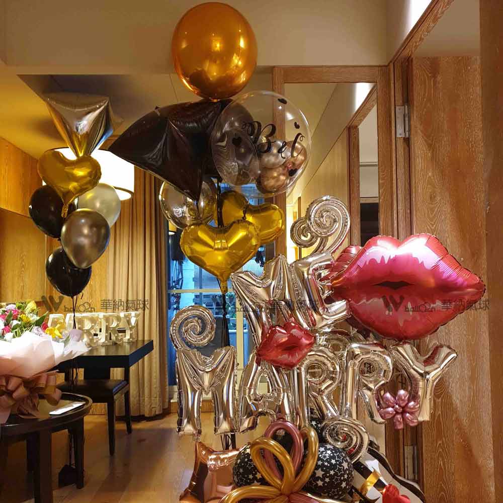 烈火紅脣 MARRY  ME 拍照背景氣球組