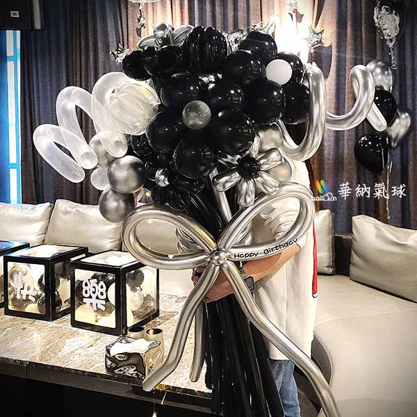 宇宙黑銀酷炫大花束