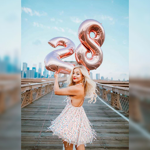 玫瑰金色數字氣球