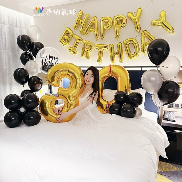 數字銀黑時尚氣球組