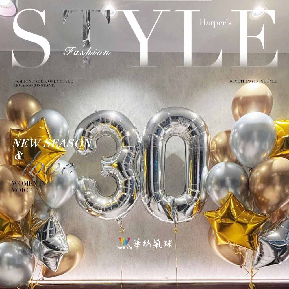 金銀豪華數字氣球組 